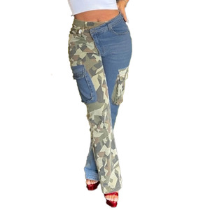 Abbigliamento da donna in stile Camouflage e Patchwork Jeans Slim Fit Multi-Pocket pantaloni Cargo donna Jeans di alta qualità Mujer - Product Image 6