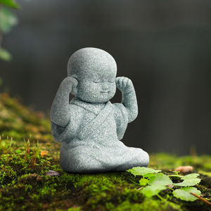 ชุดตุ๊กตาพระสงฆ์หัวโล้นขนาดเล็ก เรซินสังเคราะห์ ทนทานต่อสภาพอากาศ ของตกแต่งสวน ของประดับตกแต่งโต๊ะ - Product Image 4