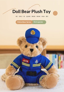 Ours en peluche personnalisé directement de l'usine avec <span class=keywords><strong>uniforme</strong></span> de policier, ours de sauvetage, jouet en peluche, cadeau en gros - Product Image 6