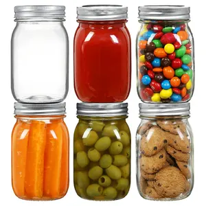 Custom 250ml 500ml 750ml 1000ml Empty Food Canning Wholesale 16 oz Glass mason jar with Lids