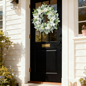 DAMAI Spring Wreaths for Front Door Wreath with Tulip Vivid Artificial Floral for Wall Window Farmhouse Party Holiday Home Dec - Product Image 1