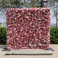 Nouvelle Murale Florale 5D 2026 – Mur de Roses Blanches en Soie avec Fermeture Éclair 8x8 pour Décorations Murales de Mariage