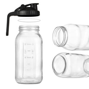 32OZ Mason Jar Jarra con tapa y pico 60 OZ Leche de vidrio para leche Jarra de vidrio Sun Tea Jarra Boca ancha Botella de vidrio de agua - Product Image 2