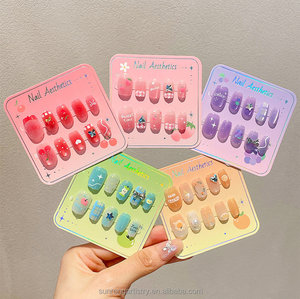 Uñas <span class=keywords><strong>Postizas</strong></span> para Niños, Uñas Acrílicas Artificiales para Niños Pequeños, con Diseño de Frutas y Fresas - Product Image 1