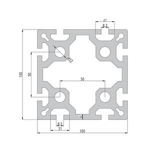 โปรไฟล์อลูมิเนียม Luhu 100x100 อลูมิเนียมอัลลอยอุตสาหกรรม ตัดความแม่นยำสูง ปรับแต่งได้ - Product Image 2