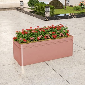 Ngoài Trời Rèn Sắt Vuông Trồng Hộp Hình Chữ Nhật Vườn Hoa Máng Vuông Chậu Hoa Với Lớp Phủ Bột Kết Thúc - Product Image 6