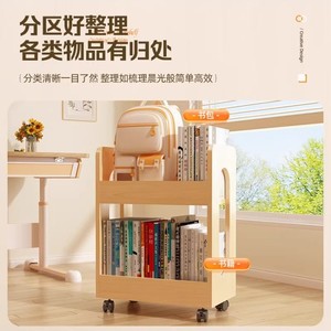 Portable <b>Backpack</b> Storage Cart Book Organizer 2 Tier With <b>Wheels</b> For Kids Student Use - Product Image 4