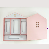 Scatola in Cartone Rigido con Logo Personalizzato, Stampa a Caldo, Scatola Regalo Cosmetica Rosa a Forma di Casa con Rivestimento Interno in EVA e Finestra Traforata