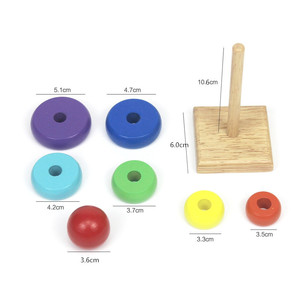 Tùy Chỉnh Giáo Dục Đầy Màu Sắc Cầu Vồng Tháp Xếp Chồng Vòng Đồ Chơi Trẻ Em Bằng Gỗ Tháp của Hà Nội Trò Chơi Câu Đố - Product Image 4