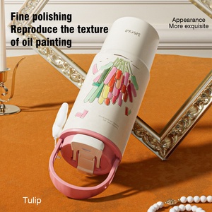 Bouteille d'eau de voyage en acier inoxydable à double paroi isolée sous vide, style INS, grande capacité, maintien au chaud/au froid pendant 6 à 12 heures, infuseur à thé - Product Image 4