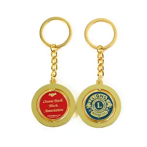 Factory specialized in custom zinc alloy die cast soft enamel painted metal key ring custom logo with rotary function key chain