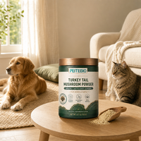 Poudre de champignon queue de dinde PEITEBIO pour chiens et chats avec soutien immunitaire et antioxydant, saveur naturelle de champignon, 120g