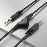 Câble audio stéréo 3,5 mm avec contrôle du volume, plaqué or, blindage tressé OFC, câble d'extension pour casque de jeu avec microphone