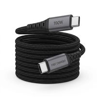 Cable de Carga Tipo C a Tipo C, 100W PD, Carga Rápida 5A, Cable USB C con Trenzado de Nailon para Computadora IOS, MacBook, Teléfono Móvil