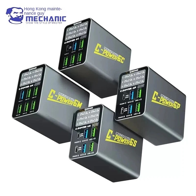 MECHANIC C-POWER M/6C/6P/6S 6Port Fast Charging Station for Mobile Phone Power Adapter Hotels Shops Shopping Malls