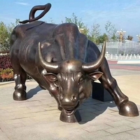 Estatua Gigante de Toro de Wall Street en Latón, Escultura Moderna de Toro de Tamaño Real en Bronce