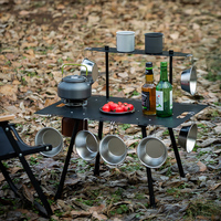 Table de camping portable, table d'appoint compacte pour le camping avec sac de transport pour la randonnée, le camping, l'extérieur, le barbecue