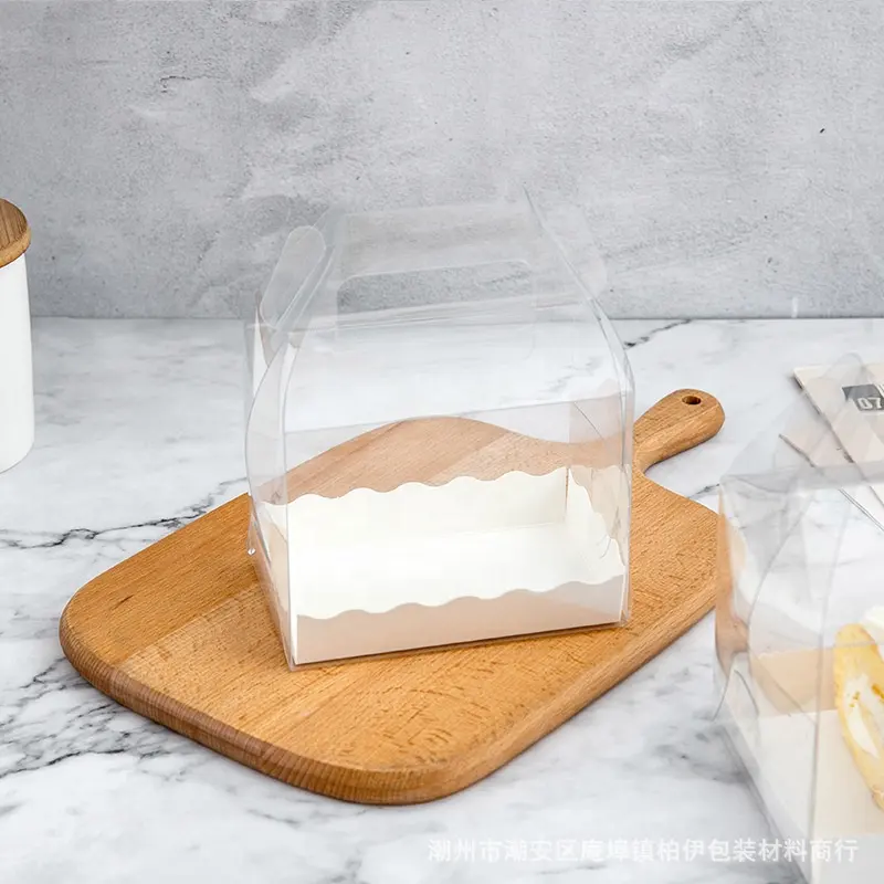 디저트 포장 상자 손잡이 케이크 스위스 롤 상자 투명 작은 투명 플라스틱 식품 미니 컵케익 상자 사용자 정의 허용