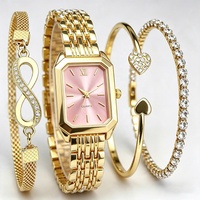 Ensemble de montres à quartz pour femmes en gros avec 3 bracelets, boîtier octogonal, cadrans assortis blanc, rose, noir, vert pour les détaillants