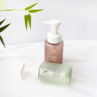 Botol busa cokelat hijau Matte plastik 300ml dengan kunci klik untuk krim mandi sabun mandi deterjen sampo Gel mandi