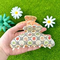 Jepit Rambut Besar ANKO Gaya Musim Panas 13cm Ukuran Jumbo Motif Tropis Bahan Asetat untuk Aksesoris Wanita