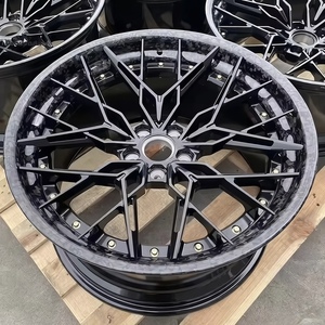 Jantes en alliage d'aluminium forgé en deux parties, personnalisées, de 18 à 24 pouces, enveloppées de fibre de carbone, à fond profond, noir brillant, pour BMW Mer - Product Image 1