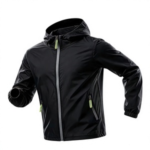 Veste softshell unisexe noire enduite, avec capuche, poches zippées, imperméable, coupe-vent, respirante, pour activités de plein air, coupe classique, toutes saisons - Product Image 1