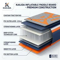 Tabla de Paddle Surf Inflable de 11'6'' con Soporte para Remo y Asiento Extraíble para Ejercicios de Remo y Sculling