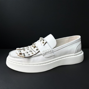 Mocassins plats d'été de luxe blancs pour <span class=keywords><strong>hommes</strong></span>, respirants, rehaussants, décontractés, à enfiler - Product Image 2