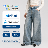 Jean droit en denim de coton 13 oz pour homme, personnalisé, OEM/ODM, faible MOQ, style vintage, avec strass scintillants et grand nœud au dos, streetwear