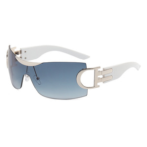 Xsy Frameless Sports <b>Sunglasses</b> Pc Lens Uv400 Protection Futuristic Design Gold Frame Pink <b>Gradient</b> Sport Eyewear - Product Image 3
