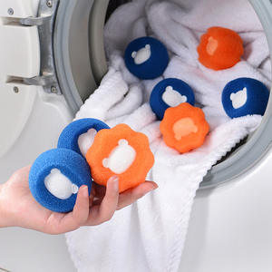 Boules de lavage en éponge Bear Face, boules de nettoyage réutilisables pour machine à laver, orange et bleu, 6g - Product Image 4