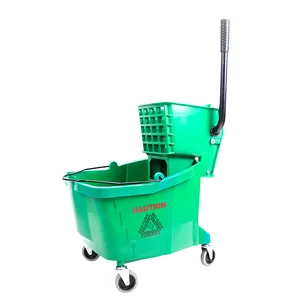 Wholesale 36L Red Plastic Green Wringer Mop Bucket Squeeze Mop Bucket