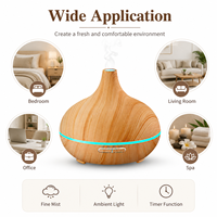 Diffuseur d'huiles essentielles ultrasonique à effet bois, humidificateur à brume froide avec lumière LED et minuterie pour chambre, bureau, spa, diffuseur d'arômes