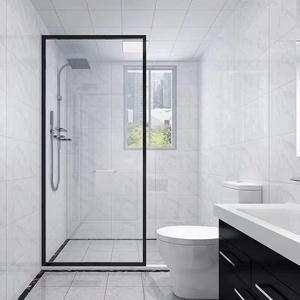 DAIYA-cristal templado <span class=keywords><strong>para</strong></span> puertas de cuarto de baño, pantalla de <span class=keywords><strong>ducha</strong></span> ajustable semisin marco con vidrio negro de 10mm - Product Image 2