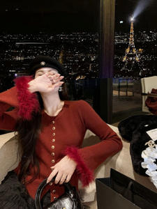 Maglione Coreano 2026 con Patchwork e <span class=keywords><strong>Piume</strong></span>, Maniche Lunghe, <span class=keywords><strong>Maglia</strong></span> Aderente Tinta Unita - Product Image 6