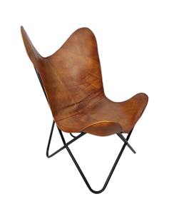 Fauteuil papillon en cuir véritable avec structure métallique robuste et confort ergonomique pour salon, salle de séjour et décoration intérieure moderne - Product Image 6