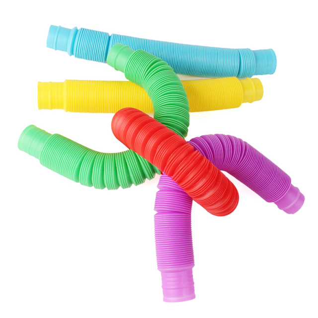 High Quality 8 Pack Plastic Tubes Sensory Toys Sets Fidget Toy Set Flexible Stretch Bend Pop Tube