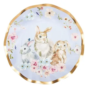 Party Tableware Set Disposable Dinnerware Flower <b>Balloon</b> Rabbits Paper Plates Napkins Wavy Plate Set Birthday Party Supplies - Product Image 3