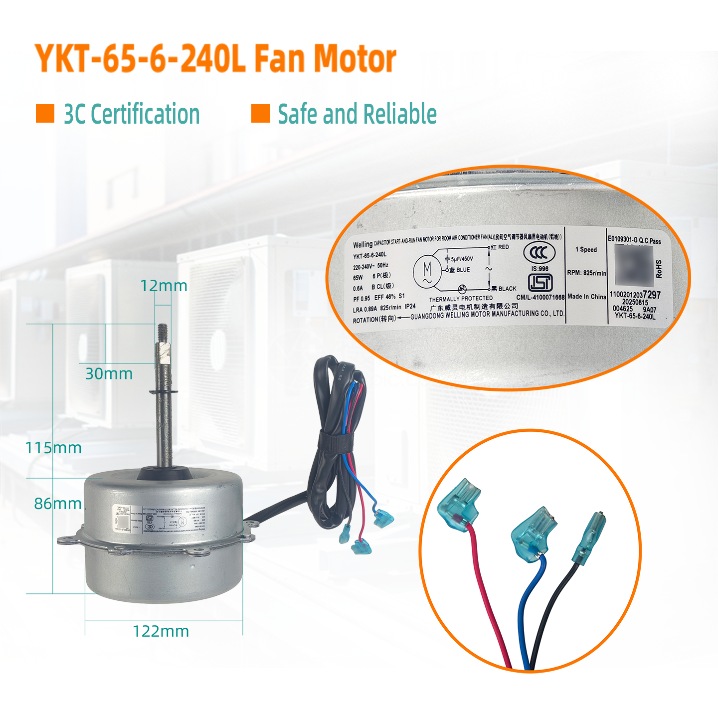 YKT-65-6-240L Industrial Metal Air Conditioner Parts Outdoor Fan