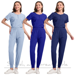 Women's Two Piece <b>Scrub</b> <b>Set</b> Moisture Wicking Knitted Hospital Uniform Split <b>Set</b> S XXL - Product Image 2