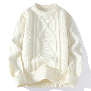 Áo len nam mùa đông <span class=keywords><strong>2025</strong></span> kiểu dáng xu hướng, may đo, chất liệu dệt kim rộng rãi, kiểu dáng lửng, cổ cao, phối đồ đa dạng, phong cách châu Âu, có logo phía trước - Product Image 1