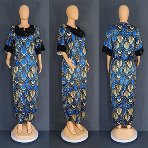 Nuevo Vestido de Mujer con Estampado Africano, Estilo Recto, Largo, de Manga Corta, con Lentejuelas de Satén, a la Moda - Product Image 6