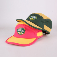 Topi Lari Trail Ringan Cepat Kering dengan Lubang Ventilasi Samping, Potongan Laser Khusus, Patch PVC, 5 Panel, untuk Olahraga Luar Ruangan