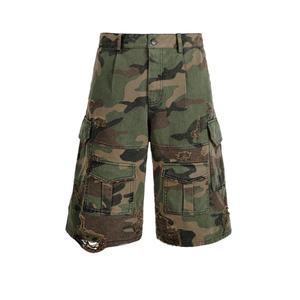 Summer High Quality Comfy Cotton Casual Cargo <b>Shorts</b> Custom logo Baggy Pants 7 Pockets Distressed Camouflage Men's <b>Shorts</b> - Product Image 1