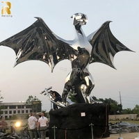 Statue de dragon en acier inoxydable miroir de grande taille pour la décoration de jardin extérieur
