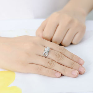 Anillo de Cóctel F140 con Cabeza de Pantera, Plata 925, Cristales Pavé, Joyería Fina para Mujer, Uso Diario - Product Image 4