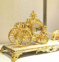 Horloge de Table en forme d'éléphant doré, de Style médiéval Antique, Base en marbre, bureau doré Antique