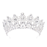 Couronnes de Mariage Multicolores en Alliage et Cristal, Style Baroque Européen et Américain, pour Concours de Beauté et Mariées, avec Fleurs Moulées sous Pression, Vente en Gros
