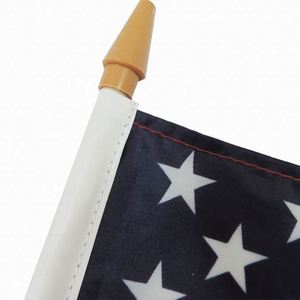 Bandera de Mano Personalizada con Logotipo, 100% Poliéster, Impresión en Satén, Asta de Plástico Resistente para Agitar con la Mano, Diseño Americano - Product Image 2